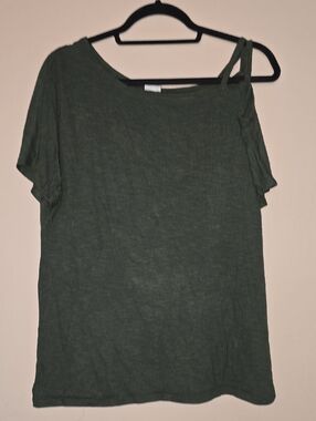 Women's Olive Green One-Shoulder Strap Top